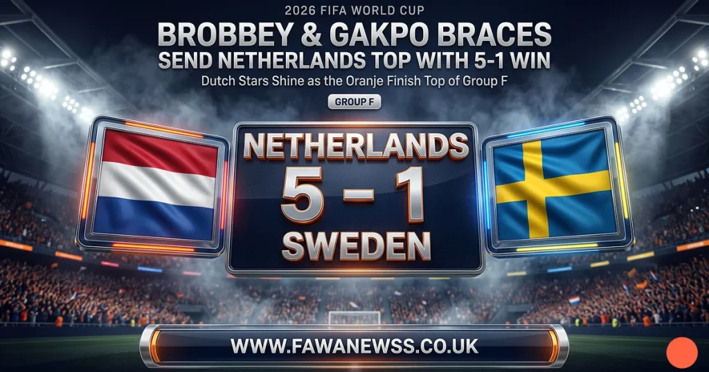 Brobbey & Gakpo Braces Send Netherlands Top With 5-1 3 netherlands vs sweden